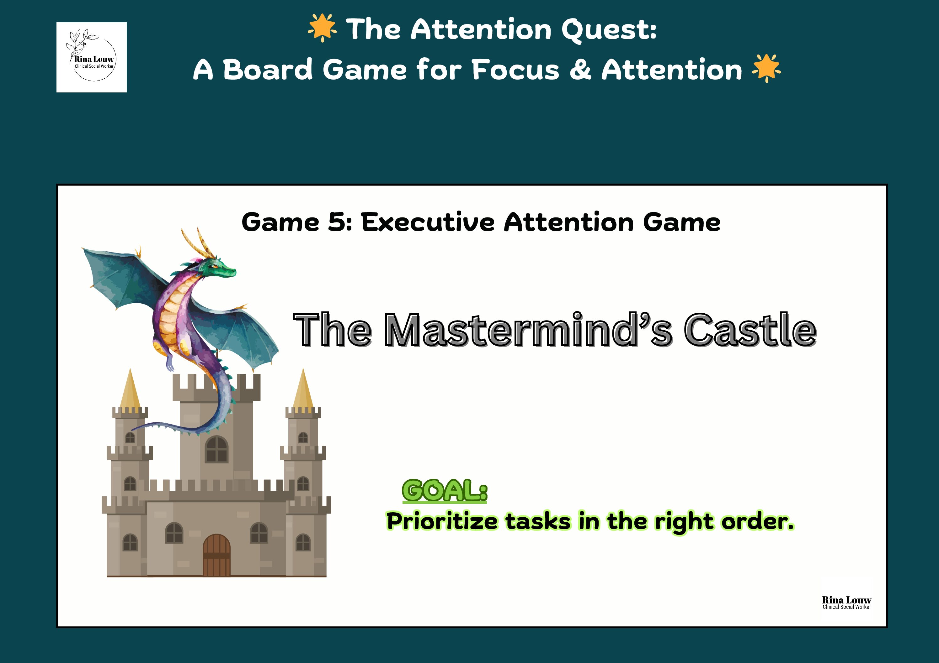 🌟 The Attention Quest: A Board Game for Focus & Attention 🌟  Mastermind’s Castle – Executive Attention Game